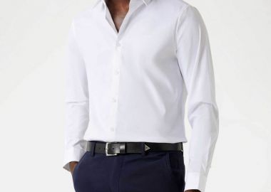 Guess ανδρικό πουκάμισο μονόχρωμο Slim Fit - M1YH20W7ZK1 Λευκό - GUESS - 