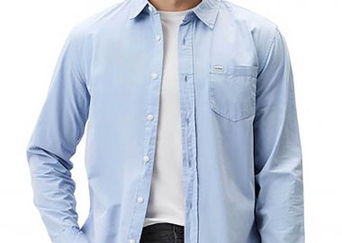 Guess ανδρικό πουκάμισο μονόχρωμο Slim Fit - M4YH35WGCF1 Γαλάζιο - GUESS - 