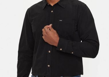 Guess ανδρικό πουκάμισο μονόχρωμο Slim Fit - M4YH35WGCF1 Μαύρο - GUESS - 