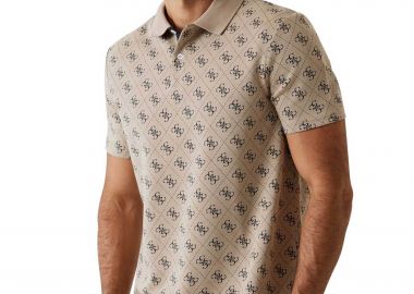 Guess ανδρικό T-shirt με all-over logo print Regular Fit - M6GP04K3073 Μπεζ - GUESS - 
