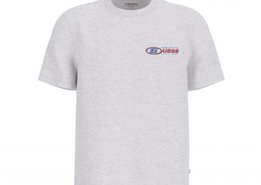 Guess ανδρικό T-shirt με logo print Regular Fit - M6RI43K8FQ4 Γκρι Ανοιχτό - GUESS - 