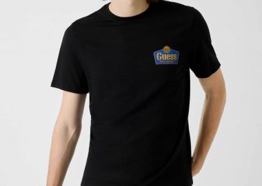 Guess ανδρικό T-Shirt με λογότυπο Slim Fit - M6RI38K8HM0 Μαύρο - GUESS - 