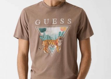 Guess ανδρικό T-shirt με τριγωνικό λογότυπο Regular Fit - M6GI33K3310 Καφέ - GUESS - 