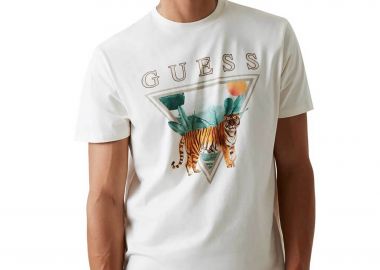 Guess ανδρικό T-shirt με τριγωνικό λογότυπο Regular Fit - M6GI33K3310 Λευκό - GUESS - 