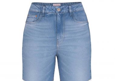 Guess γυναικεία denim βερμούδα ψηλόμεση πεντάτσεπη Regular Fit - W5GD47D5B94 Denim Blue - GUESS - 
