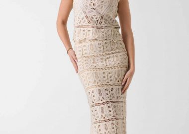 Guess γυναικεία midi φούστα με ανάγλυφο σχέδιο Regular Fit - W6GD19Z0596 Μπεζ - GUESS - 