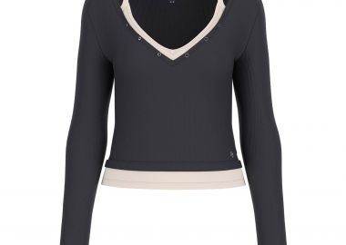 Guess γυναικεία μπλούζα με εσωτερικό τοπ Regular Fit - W6RP31KD072 Μαύρο - GUESS - 