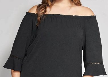 Guess γυναικεία μπλούζα off-shoulder με λεπτομέρειες δαντέλας - 012610100271 Μαύρο - PARABITA - 