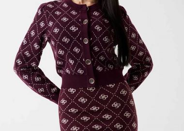 Guess γυναικεία ζακέτα με all-over logo print - W4BR0DZ3JD2 Μπορντό - GUESS - 