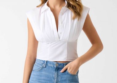Guess γυναικείο αμάνικο πουκάμισο μονόχρωμο Slim Fit - W6GH95W2399 Λευκό - GUESS - 