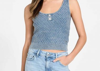 Guess γυναικείο αμάνικο τοπ με ανάγλυφη υφή Regular Fit 