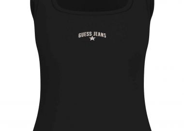 Guess γυναικείο αμάνικο τοπ ribbed με κεντημένο λογότυπο Slim Fit - W6GPZ2KA0H1 Μαύρο - GUESS - 
