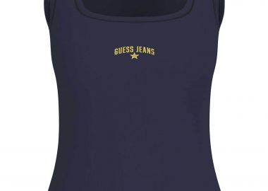 Guess γυναικείο αμάνικο τοπ ribbed με κεντημένο λογότυπο Slim Fit - W6GPZ2KA0H1 Μπλε Σκούρο - GUESS - 