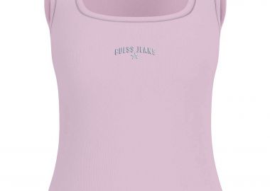 Guess γυναικείο αμάνικο τοπ ribbed με κεντημένο λογότυπο Slim Fit - W6GPZ2KA0H1 Ροζ - GUESS - 