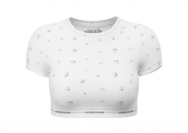 Guess γυναικείο crop top με floral print - W5YZ02KBBU1 Λευκό - GUESS - 