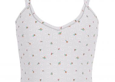 Guess γυναικείο crop top με floral print Slim Fit - W6GPB5KH172 Λευκό - GUESS - 
