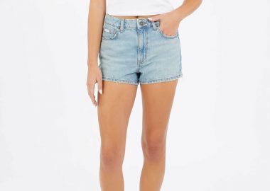 Guess γυναικείο denim σορτς ψηλόμεσο πεντάτσεπο Slim Fit - W5GD0YD5O14 Denim Blue - GUESS - 