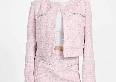 Guess γυναικείο jacket tweed με διακοσμητικές χάντρες - W6RL54WJ632 Ροζ - GUESS - 