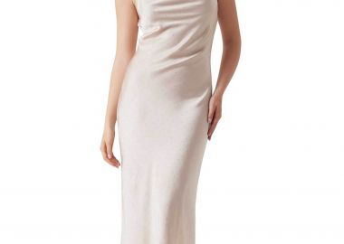 Guess γυναικείο midi αμάνικο φόρεμα με λεπτή τιράντα Slim Fit 