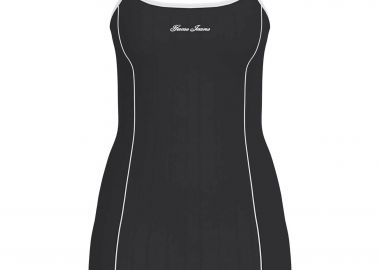 Guess γυναικείο mini φόρεμα αμάνικο με λογότυπο Tight Fit - W6GKY1KF641 Μαύρο - GUESS - 