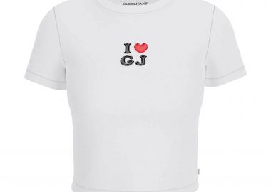 Guess γυναικείο T-shirt cropped με print Slim Fit - W6GIB1J1314 Λευκό - GUESS - 