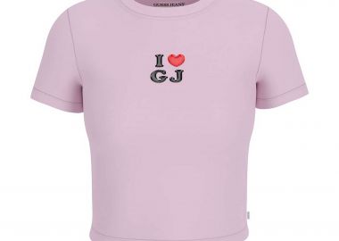 Guess γυναικείο T-shirt cropped με print Slim Fit - W6GIB1J1314 Ροζ - GUESS - 
