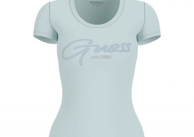 Guess γυναικείο T-shirt με ανάγλυφο λογότυπο Slim Fit - W6GI14K3033 Πράσινο Μέντας - GUESS - 