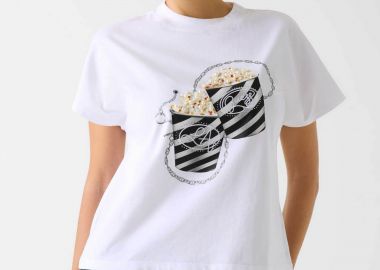 Guess γυναικείο T-shirt με ανάγλυφο print και στρας Regular Fit - W6RI28I3Z14 Λευκό - GUESS - 