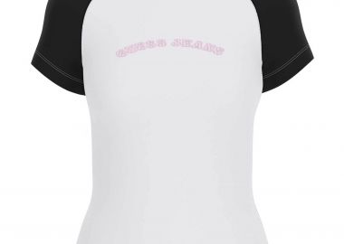Guess γυναικείο T-shirt με διχρωμία και λογότυπο Slim Fit - W6GIB0J1314 Λευκό - GUESS - 