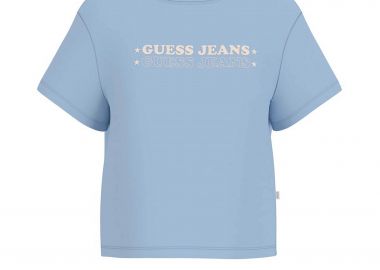 Guess γυναικείο T-shirt με logo print Boxy Fit - W6GI04K8HM0 Μπλε Ανοιχτό - GUESS - 