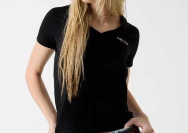 Guess γυναικείο T-shirt με logo print V λαιμόκοψη - W4YI23J1314 Μαύρο - GUESS - 