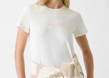 Guess γυναικείο T-shirt με λογότυπο Regular Fit - W6RI18J1314 Εκρού - GUESS - 