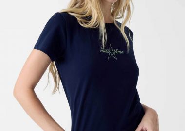 Guess γυναικείο T-shirt με λογότυπο Regular Fit - W6RI18J1314 Μπλε Σκούρο - GUESS - 