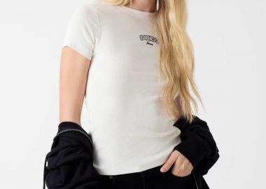 Guess γυναικείο T-shirt με λογότυπο Regular Fit - W6RP21KA0H1 Εκρού - GUESS - 