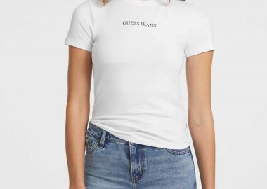 Guess γυναικείο T-shirt με λογότυπο Slim Fit - W4YI01J1314 Λευκό - GUESS - 