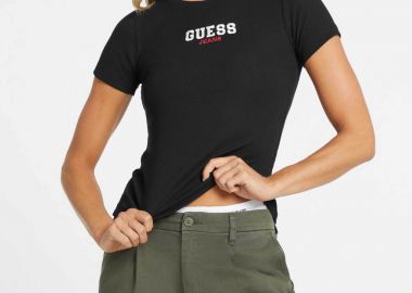 Guess γυναικείο T-shirt με λογότυπο Slim Fit - W4YI64KA0H1 Μαύρο - GUESS - 
