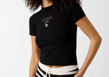 Guess γυναικείο T-shirt με λογότυπο Slim Fit - W6RI15J1314 Μαύρο - GUESS - 