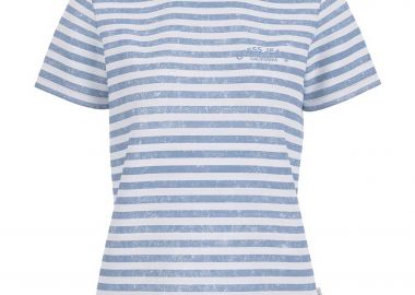 Guess γυναικείο T-shirt με ριγέ σχέδιο και logo print Regular Fit - W6GIZ3KCTF1 Μπλε - GUESS - 