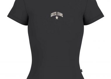 Guess γυναικείο T-shirt ribbed με κεντημένο λογότυπο Slim Fit - W6GPZ3KA0H1 Μαύρο - GUESS - 