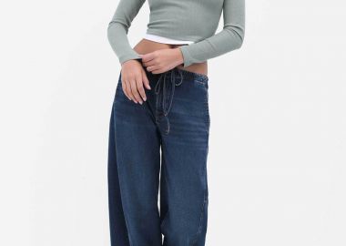 Guess γυναικείο τζιν παντελόνι με ελαστική μέση Wide Leg - W6RA2JD6541 Denim Blue - GUESS - 