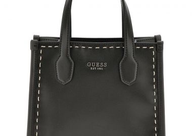 Guess μαύρη τσάντα ώμου Silvana stitch mini - Guess - 