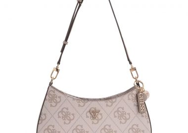 Guess μπεζ dove τσάντα ώμου Noelle Top zip wide Logo - Guess - 