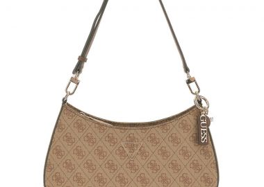 Guess μπεζ τσάντα ώμου Noelle Top zip 4G Logo - Guess - 