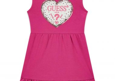 Guess παιδικό φόρεμα αμάνικο με λογότυπο - K6GK12K6YW4 Φούξια - GUESS - 