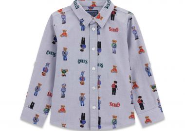 Guess παιδικό πουκάμισο με all-over bear print - N6RH05W9CL1 Γαλάζιο - GUESS - 
