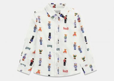 Guess παιδικό πουκάμισο με all-over bear print - N6RH05W9CL1 Λευκό - GUESS - 