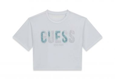 Guess παιδικό T-shirt cropped με print - J6GI07K6YW4 Μπλε Ανοιχτό - GUESS - 