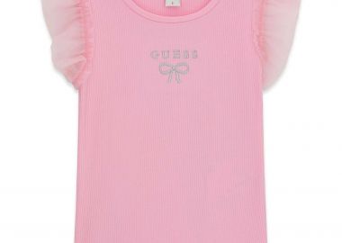 Guess παιδικό T-shirt με κεντημένο λογότυπο και τούλι - K6RI12KCU20 Ροζ - GUESS - 