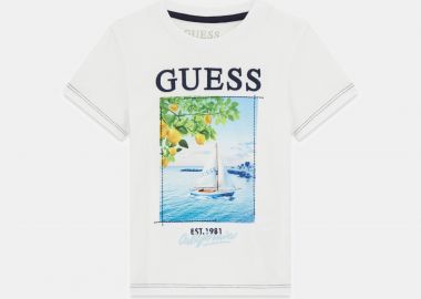 Guess παιδικό T-shirt με logo print - N6GI07K8HM4 Λευκό - GUESS - 