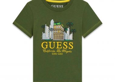 Guess παιδικό T-shirt με logo print - N6GI07K8HM4 Πράσινο Σκούρο - GUESS - 